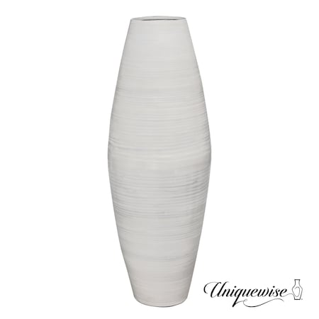 Uniquewise Bamboo Cylinder Floor Vase-Handcrafted Tall Decorative Vase-Ideal for Dining Room, Living Room, 27.5" White QI003245.WT
